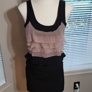 Esley Sleeveless Dress Black w/Mauve Ruffles Small